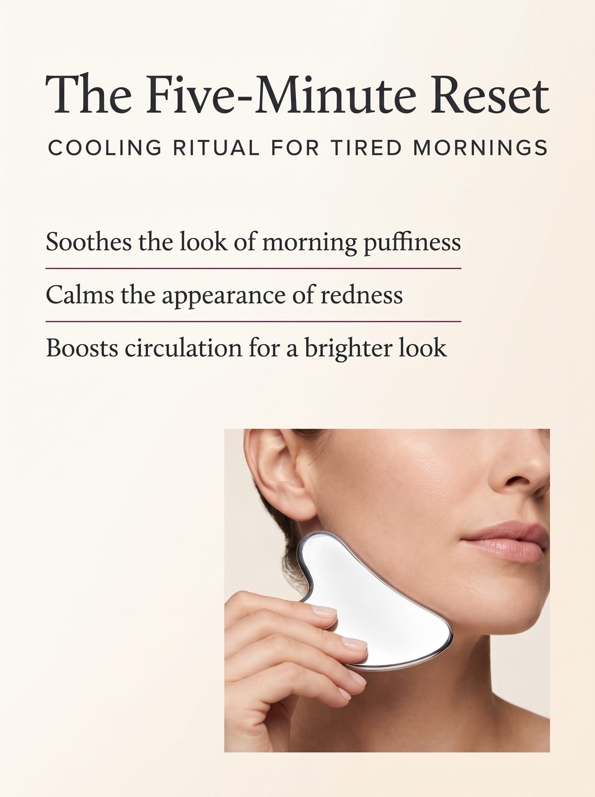 Velora Stainless Steel Gua Sha — Cooling Facial Sculpting Tool