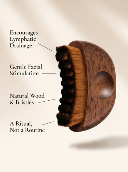Velora Lymphatic Contour Brush — Wooden Facial Sculpting Tool